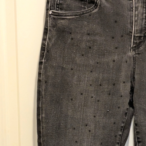 Joseph Ribkoff 8 Embellished Cotton Blend Black Jeans - Picture 3 of 8